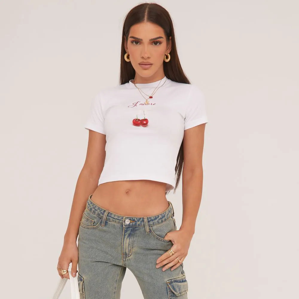 Casuals - T-shirt J'adore con stampa Ciliegie