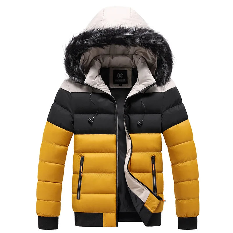 Casuals - Hooded Padded Winter Coat with Faux Fur Collar