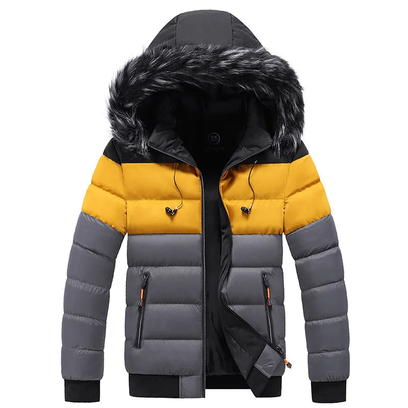 Casuals - Hooded Padded Winter Coat with Faux Fur Collar