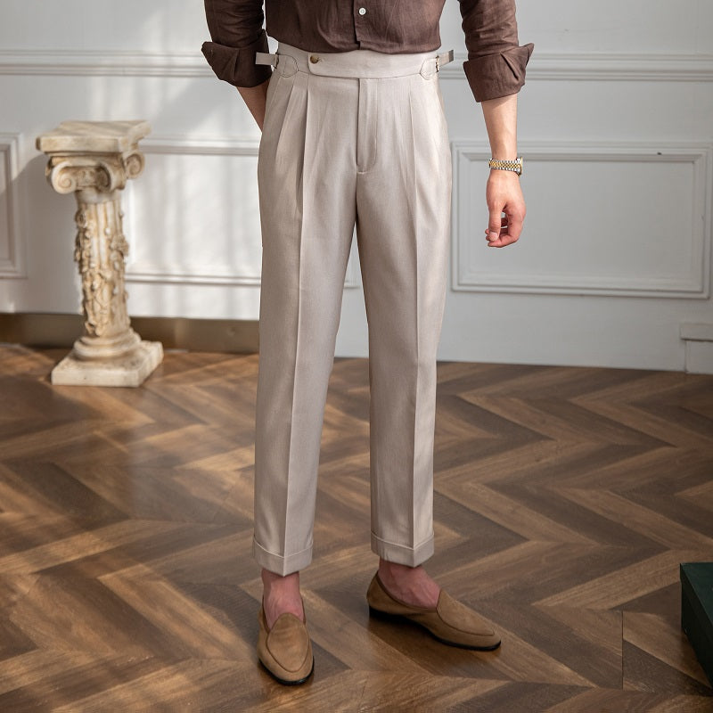 Pantaloni casual di lusso a pieghe a vita alta: eleganza senza tempo e comfort eccellente