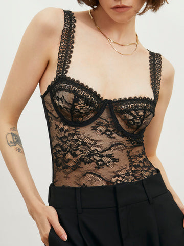 Casuals - Floral Lace Bustier Bodysuit