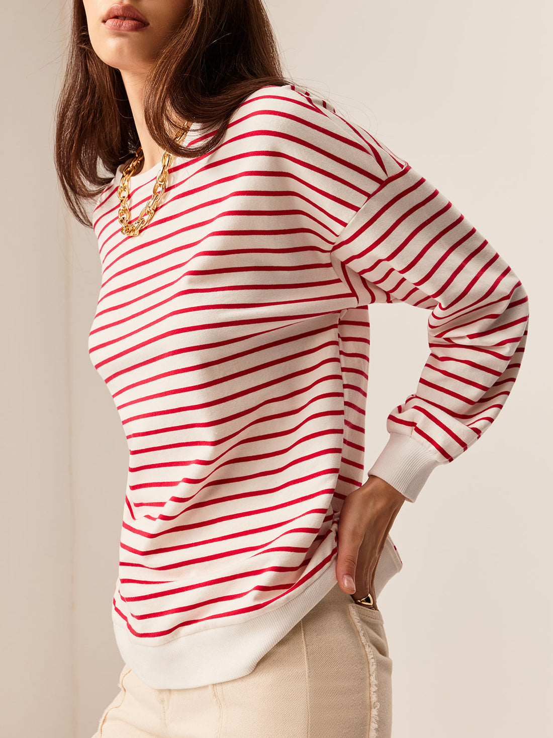 Casuals - Striped Sweater With Contrast Piping