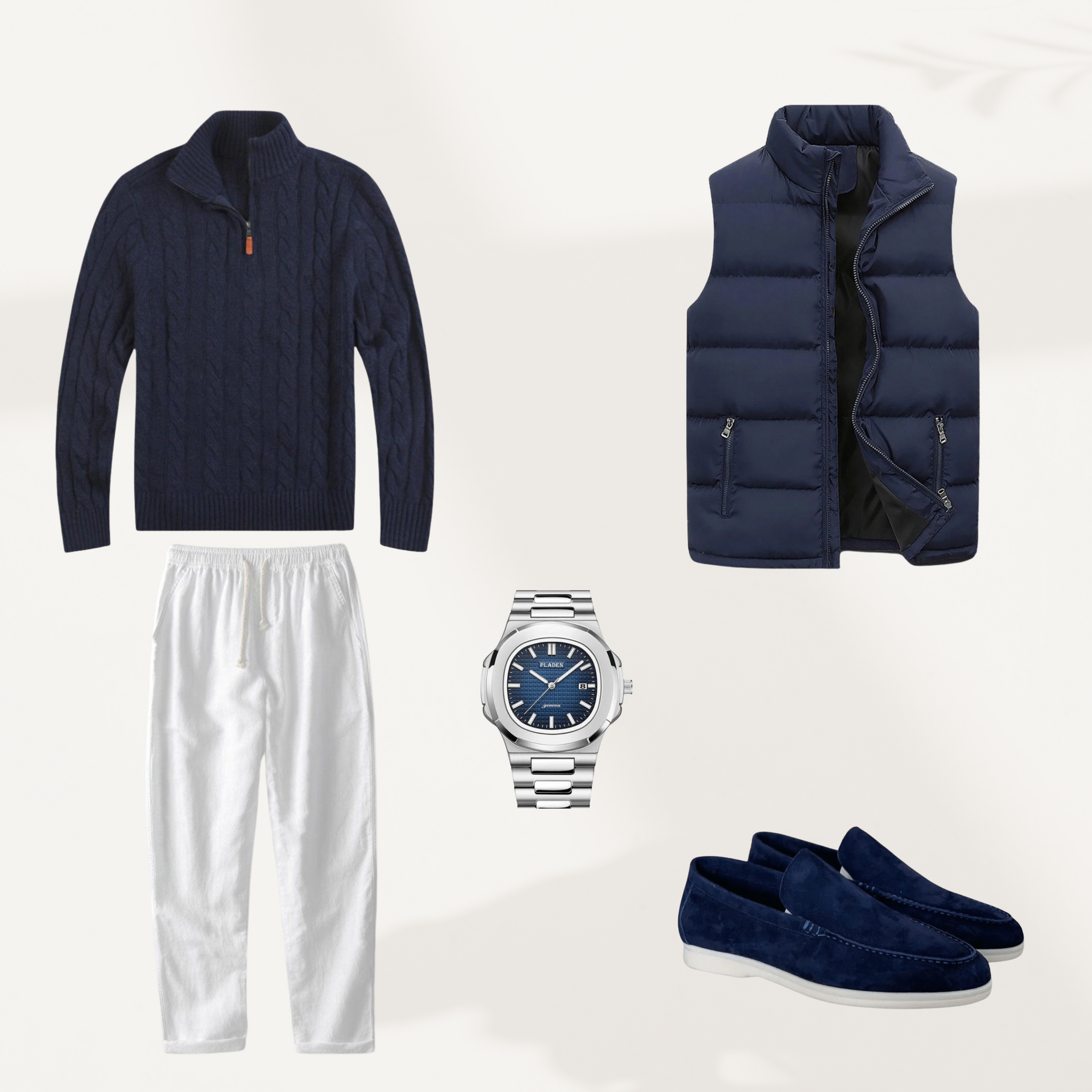 Set autunno blu navy Old Money con smanicato 