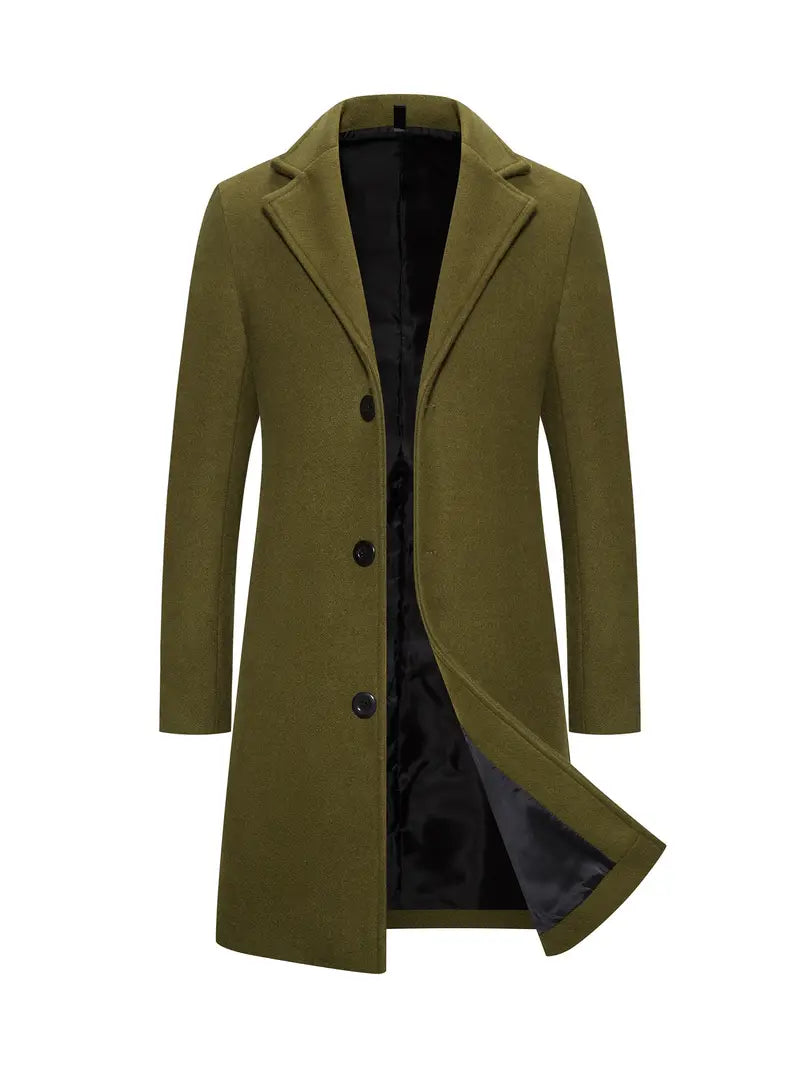 Casuals - Luxe Olijfgroene Lange Trenchcoat